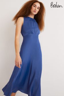 Boden Blue Bias Cut Satin Dress (D25410) | DKK609