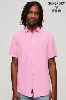 Superdry Pink Studios Casual Linen Short Sleeve Shirt (D25520) | kr895