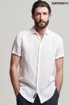 Superdry Optic Studios Casual 100% Linen Short Sleeve Shirt (D25526) | $94