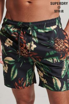 Superdry Black Vintage Hawaiian Swim Shorts (D25532) | €58