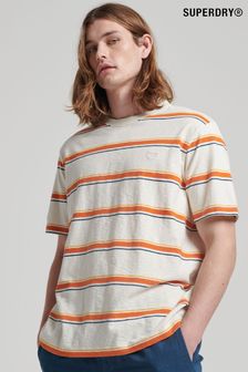 Kremowy - Superdry Vintage Textured Stripe T-shirt (D25618) | 160 zł