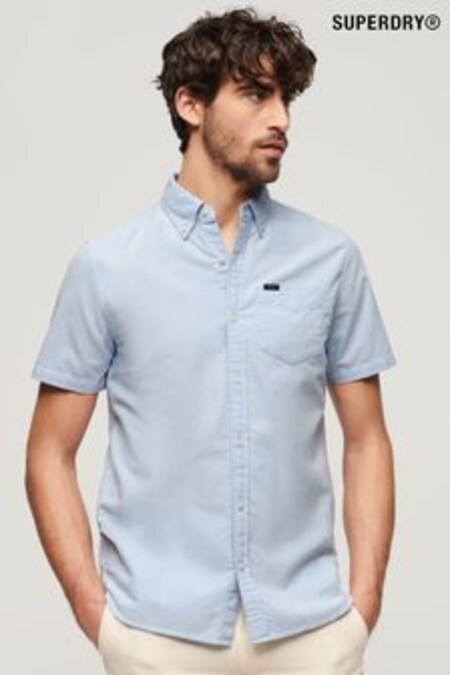Bleu - Chemise Oxford Manche courte vintage Superdry (D25640) | €65