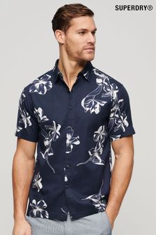 Superdry Mono Hibiscus Navy Vintage Hawaiian Short Sleeve Shirt (D25644) | kr733