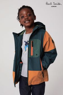 oranžna vodoodporna jakna z barvnimi bloki za mlajše dečke Paul Smith (D25772) | €160