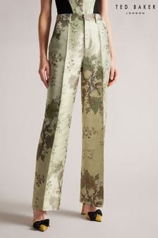 Ted Baker Natural Charlow Wide Flood Length Front Pleat Trousers (D25789) | €210