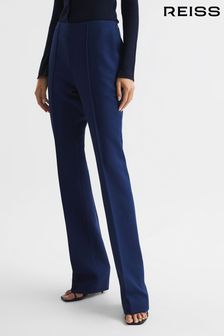 Reiss Blue Kali Mid Rise Flared Wool Trousers (D25827) | OMR149
