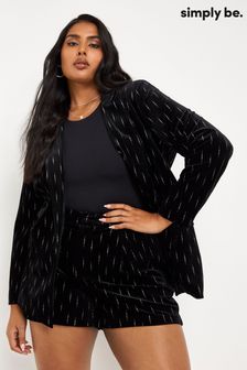 Simply Be Velours-Blazer in Tailored Fit, Schwarz (D25845) | 42 €