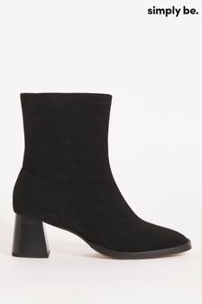 Simply Be Black Extra Wide Fit Low Block Heel Sock Boots (D25847) | €27