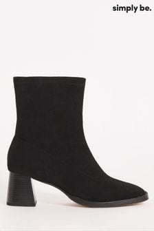 Bottes/Bottines chaussettes Simply Be Noir Coupe ample basses à talons carrés (D25848) | €23