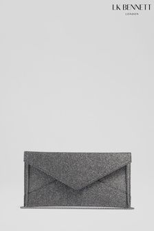 LK Bennett Kendall Glitter Fabric Envelope Black Clutch Bag (D25871) | 241 €