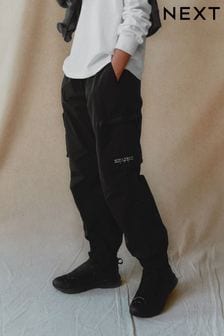 Black Lined Parachute Cargo Trousers (3-16yrs) (D25880) | €25 - €32