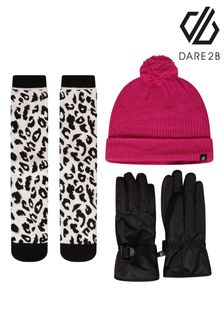 Różowy - Dziewczęce rękawiczki narciarskie, czapka i skarpety Dare 2b X Next (D25934) | 92 zł
