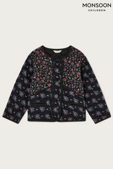 Monsoon Black Boutique Quilted Floral Print Jacket (D25939) | €56 - €60
