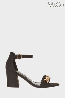 M&Co Black Chain Detail Heeled Sandals (D25995) | 46 €