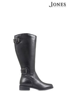 Jones Bootmaker Carrara Wide Calf Fit Leather Black Boots (D26053) | SGD 348