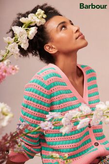 Barbour® Pink Acanthus Striped Blue Knitted Cardigan (D26095) | 128 €