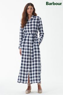 Barbour® Navy Barbour® Navy Check Marine Belted Shirt Maxi Dress (D26112) | €72