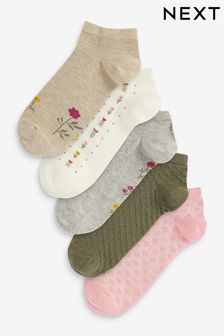 Oatmeal Ditsy Floral Trainer Socks 5 Pack (D26162) | 15 €