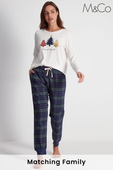 M&Co Cream Christmas Tree Family Pyjama Set (D26185) | $49