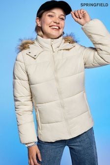 Springfield Short Natural Sorona Faux Fur Hood Jacket (D26270) | 53 €