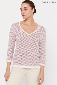 Cortefiel Jacquard-Pullover, Weiß (D26674) | 38 €