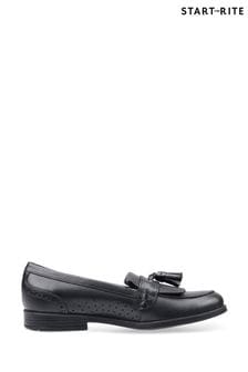 أسود - حذاء مدرسي جلد أسود سهل الارتداء رسمات للبنات من Start-rite - تلبيس قياسي (D26695) | 332 ر.س