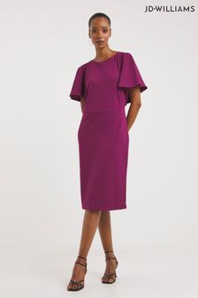 JD Williams Marilyn Kleid aus Neopren und Kreppmaterial mit Flügelärmeln, Maulbeerfarben (D26699) | 26 €