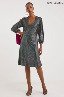 JD Williams Black Rainbow Foil Print Soft Touch Jersey Swing Dress (D26701) | €15