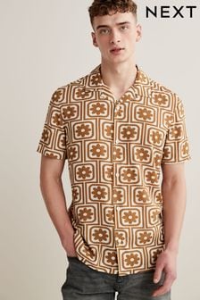 Brown/Cream Short Sleeve Lightweight Shirt (D26705) | 12 €