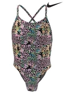 Pink Nike Hydrastrong Multi Print Lace Back Swimsuit (D26798) | €16