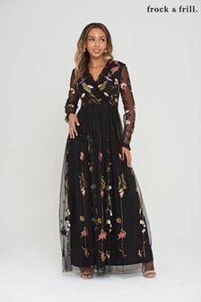 Frock and Frill Embroidered Black Dress (D27030) | €114