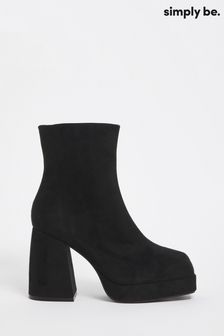 Simply Be Black Wide Fit Platform Ankle Boots (D27210) | €30