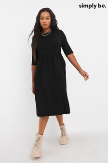 Simply Be Black Supersoft Midi Dress With Pockets Half Sleeve (D27513) | 32 €