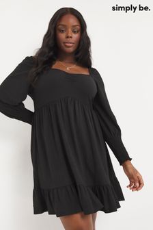 Simply Be Black Waffle Skater Dress (D27521) | €15.50