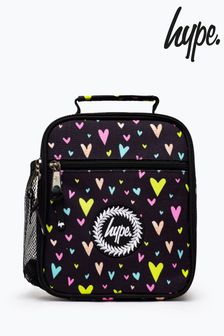 Hype. Multi Heart Gold Glitter Overlay Black Lunch Box