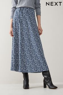Blue/Ecru White Geo Midi Co-ord Skirt (D27739) | $82