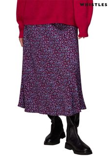 Whistles Purple Floral Garden Bias Cut Skirt (D27750) | €65
