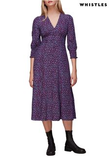 Whistles Purple Floral Garden Midi Dress (D27761) | €89