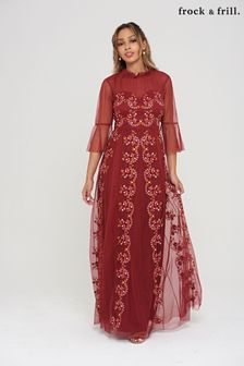 Frock and Frill Red Embroidered Dress (D27836) | €121