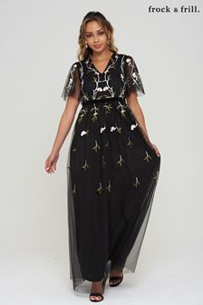 Frock and Frill Black Embroidered Dress (D27838) | €102