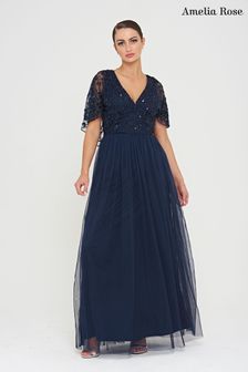 Amelia Rose Blue Embellished Maxi Dress (D27839) | $239