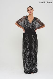 Amelia Rose Black Embellished Maxi Dress (D27840) | $288