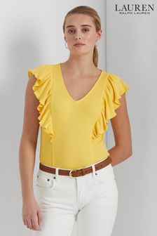 Lauren Ralph Lauren Balayna Geripptes Strick-T-Shirt mit Rüschenbesatz (D28551) | 76 €