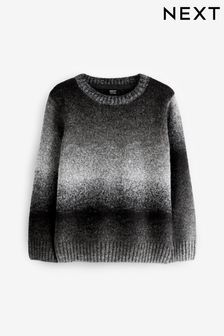 Black/White Ombre Knitted Crew Jumper (3-16yrs) (D28815) | €10 - €13