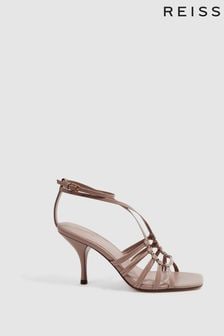 Reiss Taupe Eva Leather Strappy Heels (D28894) | 1,209 SAR