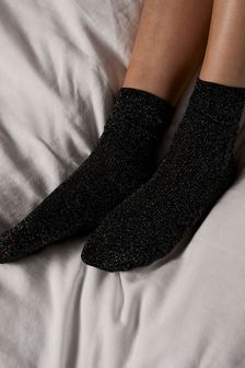 Mint Velvet Glittery Ankle Black Socks (D29070) | €7.50