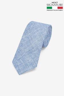 Light Blue Signature 'Made In Italy' Linen Tie (D29075) | €15.50
