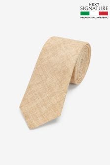Neutral Brown Signature 'Made In Italy' Linen Tie (D29084) | $45