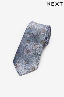 Light Blue Daisy Wide Floral Silk Pattern Tie (D29085) | €12.50