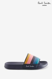 Paul Smith Junior Boys Navy Blue  'Artist Stripe' Sliders (D29130) | €44